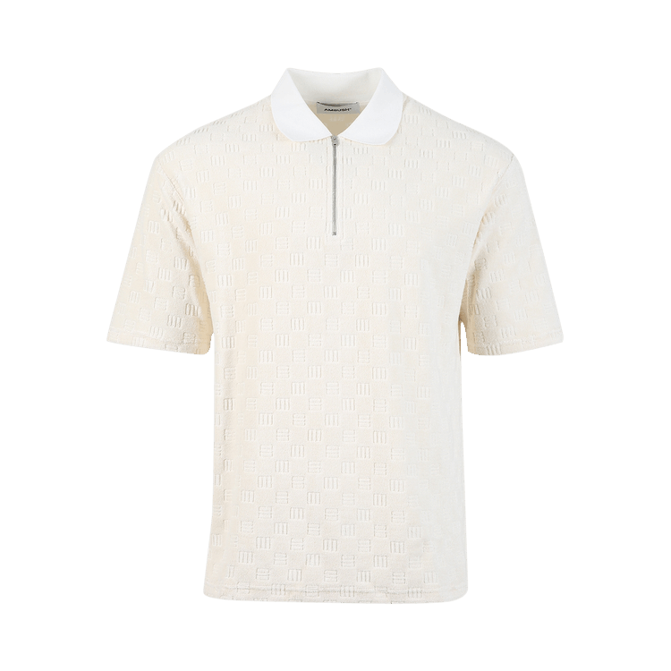 Ambush Monogram Half Zip Polo "White/Asparagus"
