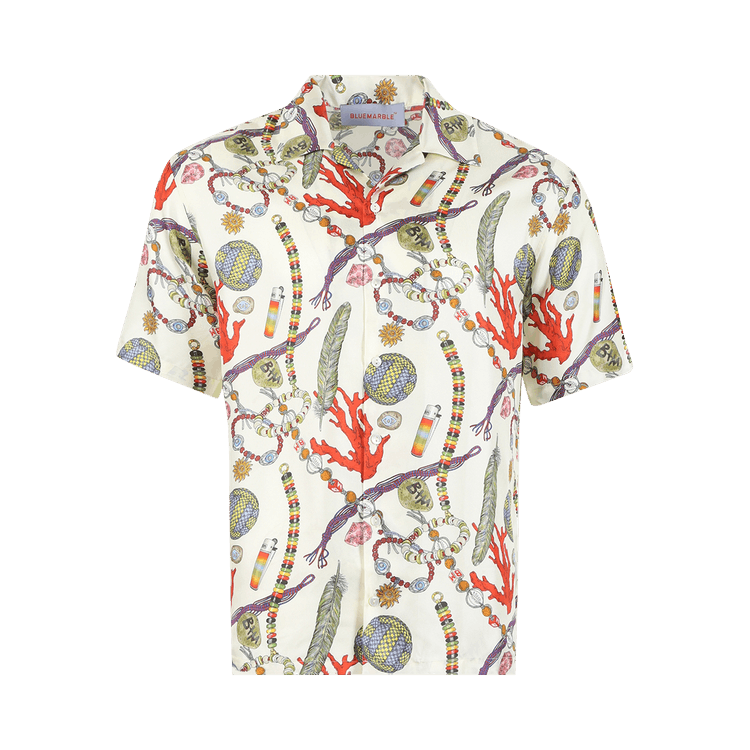 BLUEMARBLE Marchand De Souvenirs Silk Short-Sleeve Shirt "Ivory"