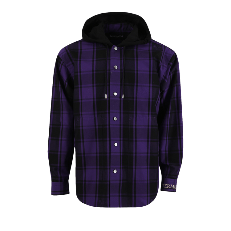 Mastermind World Plaid Hooded Long-Sleeve Shirt "Purple"
