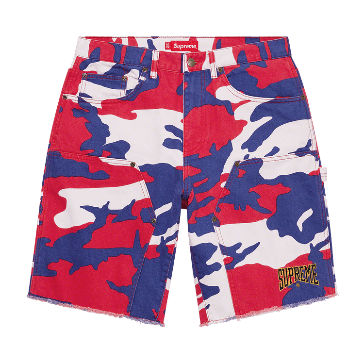 Supreme Cutoff Double Knee Denim Painter Short "Red Camo"