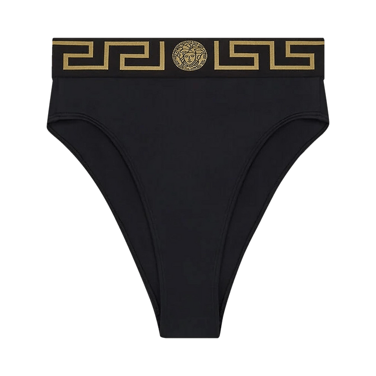 Versace Greca Border High Waist Bikini Bottom "Black"