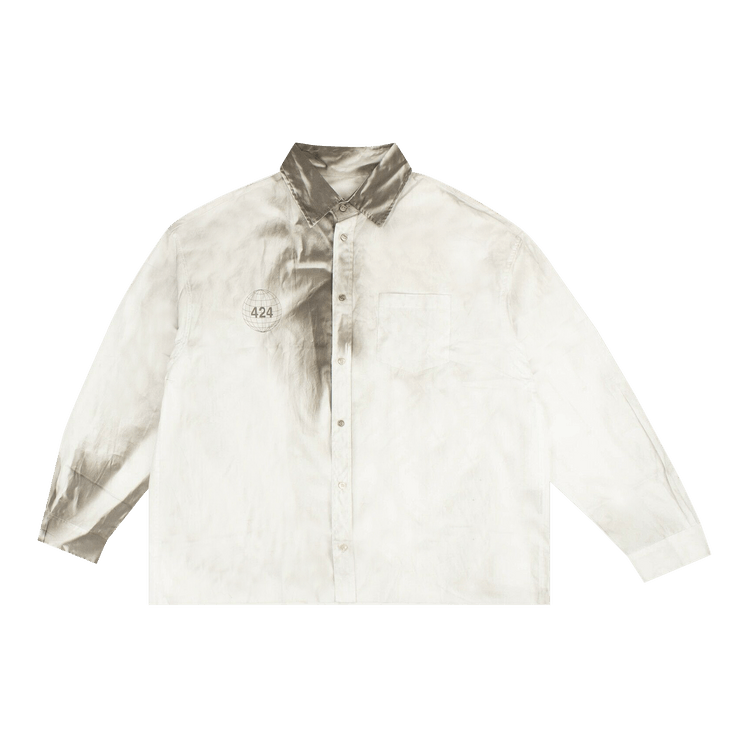 424 Long-Sleeve Spray Paint Button Down "Grey"