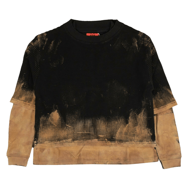424 Waffle Crewneck Layet-Shirt "Black/Brown"
