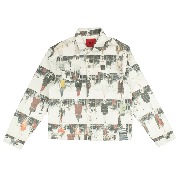 424 Photo Print Denim Jacket "White"