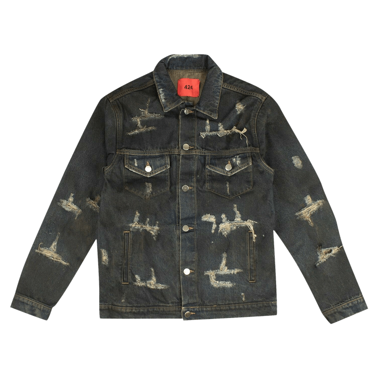 424 Ripped Denim Jacket "Black"
