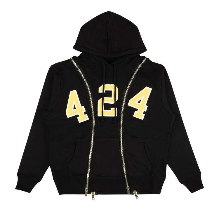 424 Double Zip Logo Hoodie "Black"