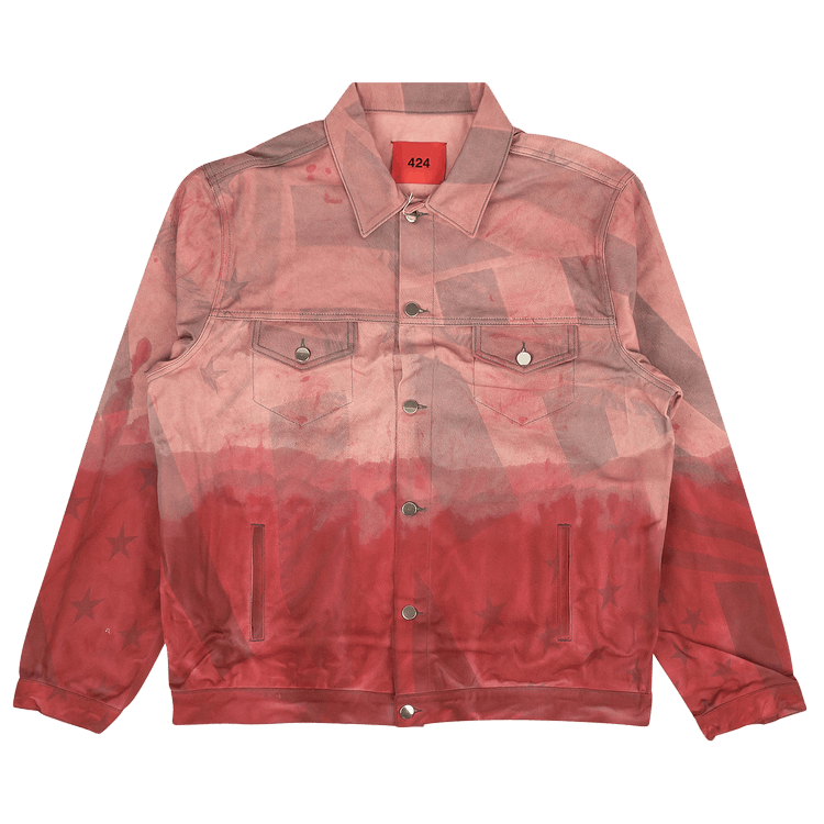 424 Pigment Dip American Flag Denim Jacket "Pink"