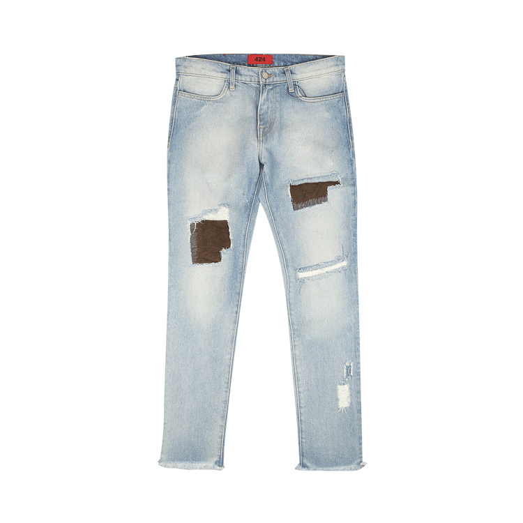 424 Destroyed Straight Jeans "Indigo Light Wash"