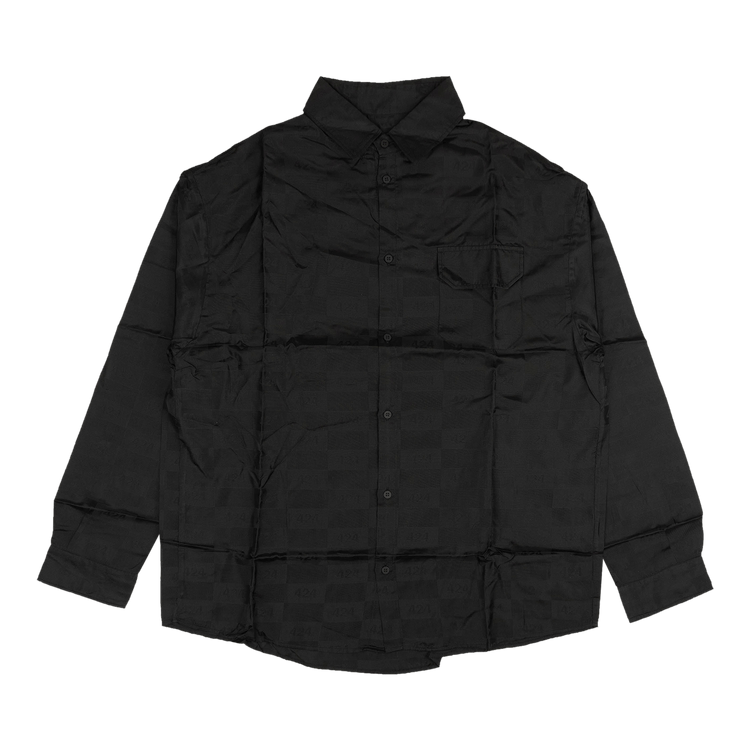 424 Jacquard Button Down Shirt "Black"
