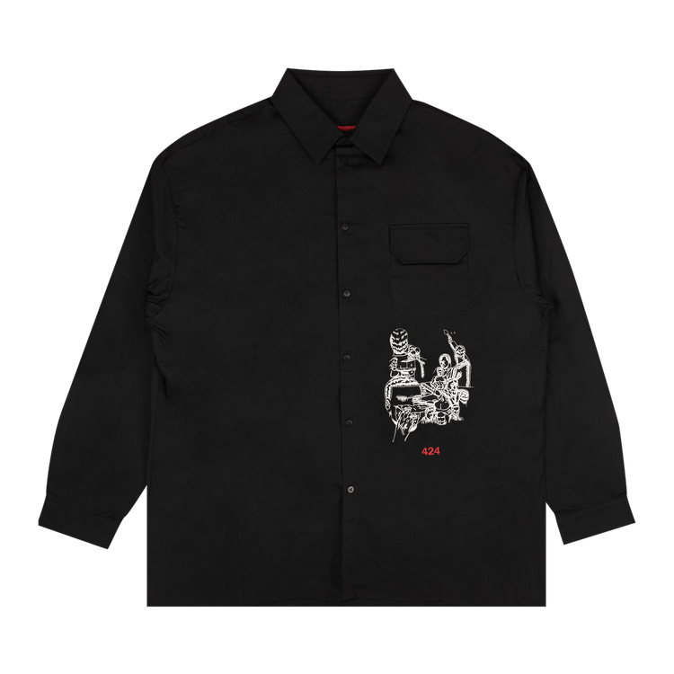 424 Casual Button Down Shirt "Black"
