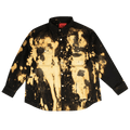 424 Tie Dye Ripped Button Down Shirt "Black/Yellow"