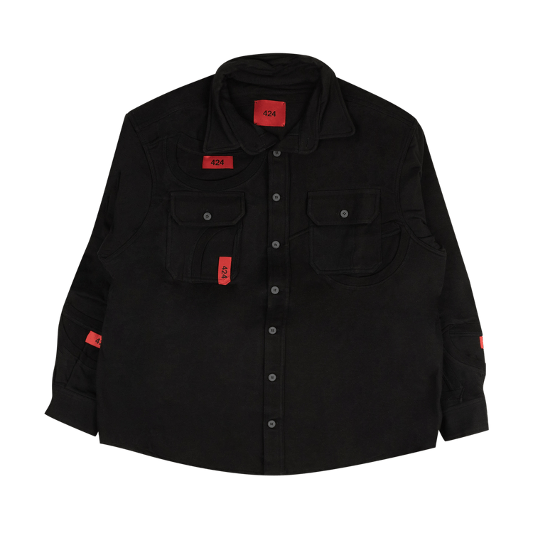424 Button Down Collar Tag Shirt "Black"