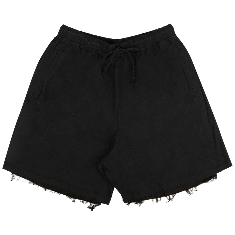 424 Frayed Edge Cotton Drawstring Shorts "Black"