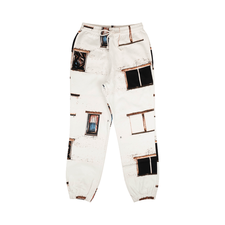 424 Brick Wall Print Jogger Sweatpants "White"
