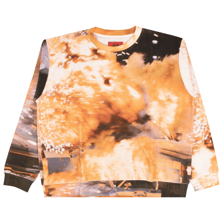 424 Tie Dye Crewneck T-Shirt "Orange"