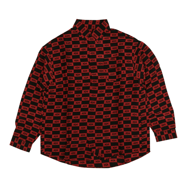 424 Logo Button Down Shirt "Red/Black"