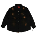 424 Distressed Workwear Denim Shirt "Black/Brown"