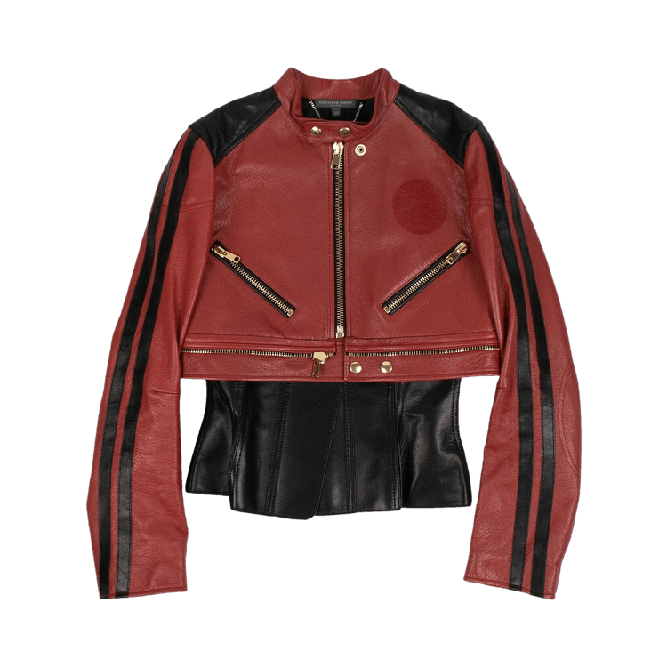 Alexander McQueen Peplum Biker Jacket "Red/Black"