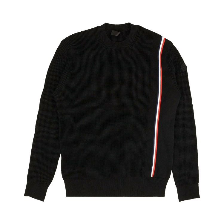 Moncler Stripe Ribbed Cotton Pullover Sweater "Black"