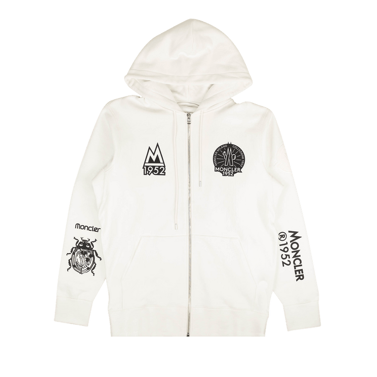 Moncler Zip Up 1952 Logo Hoodie Sweatshirt "White"