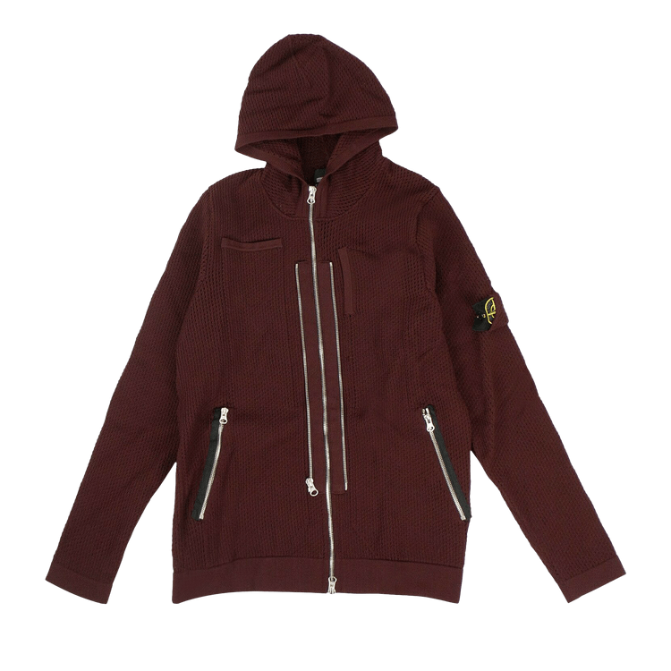 Stone Island Shadow Project Zip Up Perforated Sweater "Burgundy"