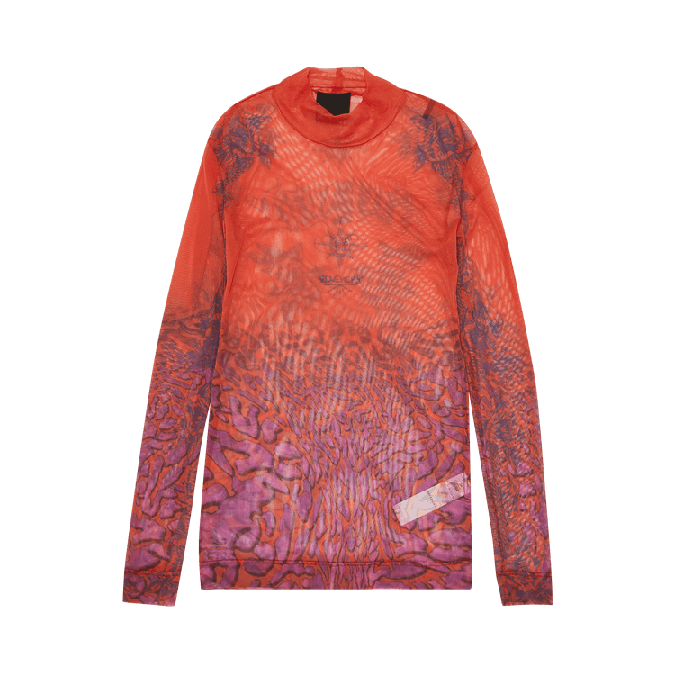 Givenchy Leopard Print Mesh Long-Sleeve Shirt "Ultra Purple", From the Closet of Lexie Liu