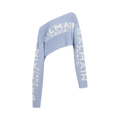 Balmain Off Shoulder Knit Crop Top "Bleu Pale/Blanc"