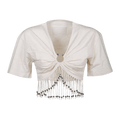 Rabanne Fringed V-Neck T-Shirt "Heather Beige"
