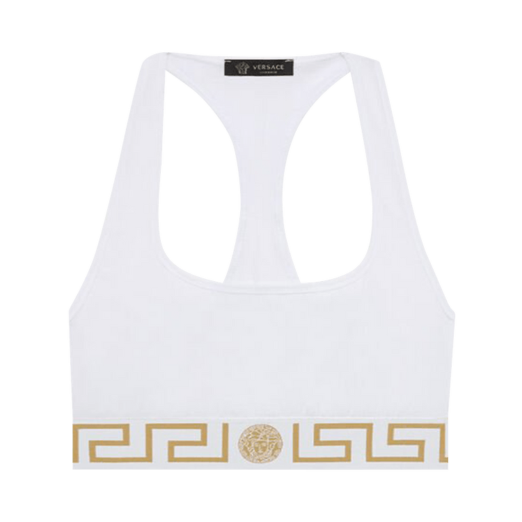 Versace Greca Border Sports Bra "Optical White"