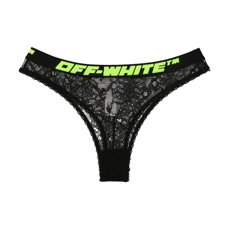 Off-White Logo Band Lace Thong "Black"