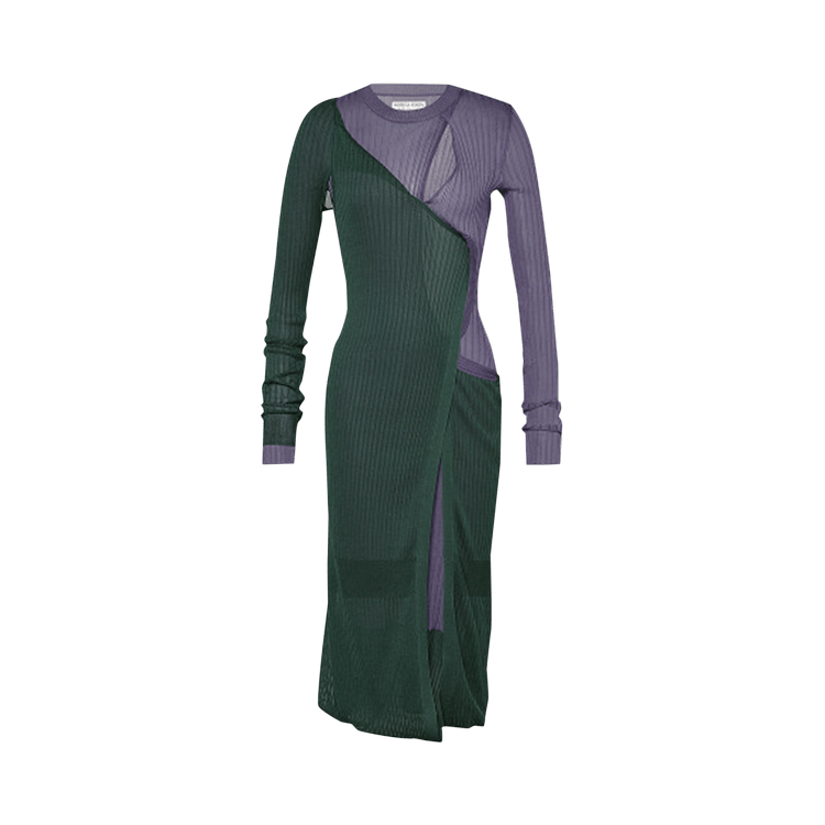 Bottega Veneta Two-Toned Draped Ribbed Dress "Multicolor"