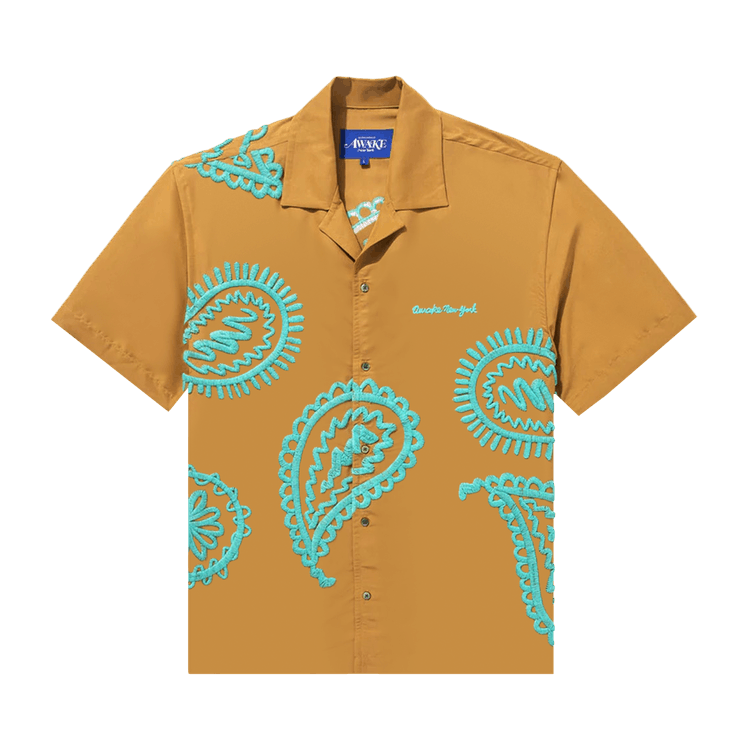 Awake NY Embroidered Paisley Poplin Shirt "Mustard/Teal"