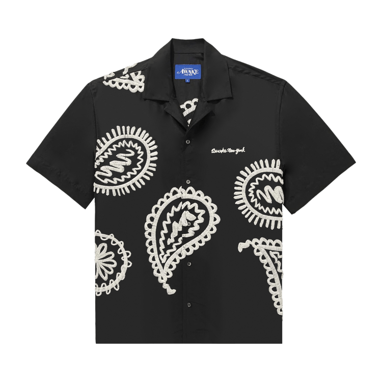 Awake NY Embroidered Paisley Poplin Shirt "Black/Cream"