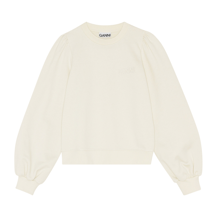 GANNI Software Isoli Puff Shoulder Sweatshirt "Egret"