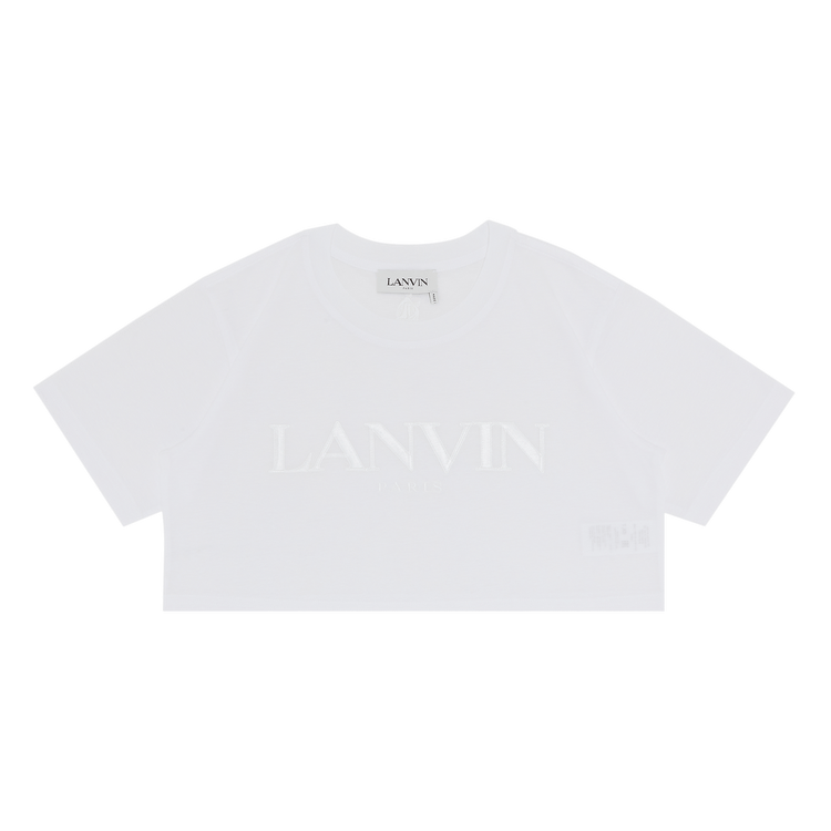 Lanvin Paris Embroidered Cropped Tee "Optic White"