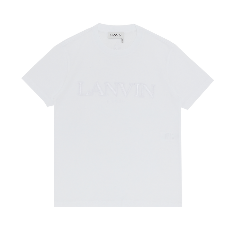 Lanvin Paris Embroidered Short-Sleeve Tee "Optic White"
