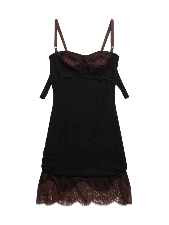 KNWLS Lea Slip Dress "Black Brown"