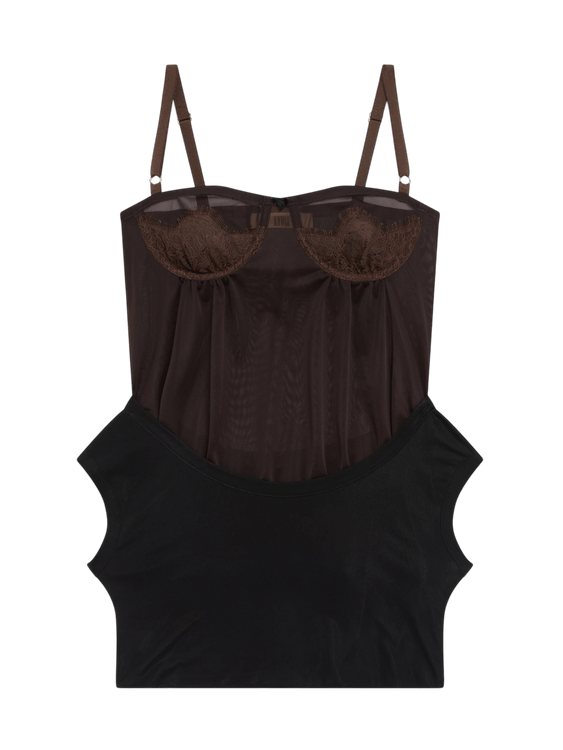 KNWLS Lea Slip Top "Black Brown"