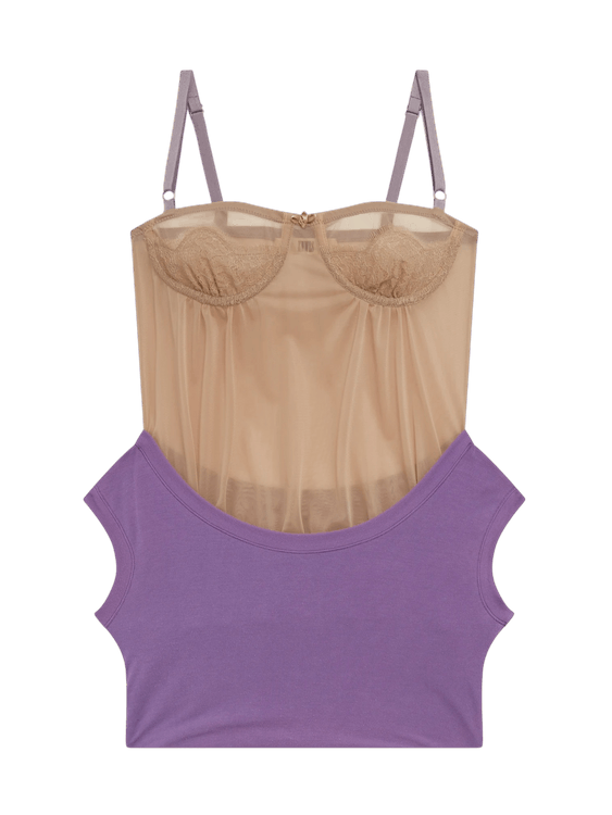 KNWLS Lea Slip Top "Purple Beige"