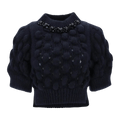 Simone Rocha Cropped Bubble Knit Short-Sleeve Jumper "Navy/Jet"
